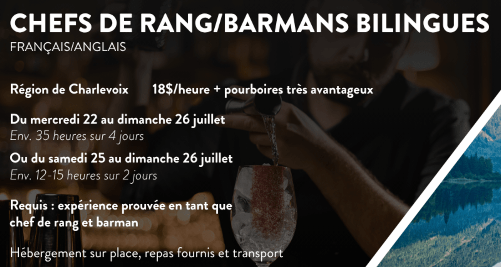 Chef de rang / Barman expérimenté cover Chef de rang / Barman expérimenté cover